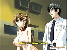 Парни в белых халатах вдвоём отъебали сисястую хентай блондинку