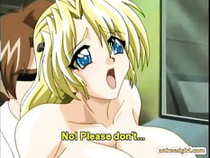 Парни в белых халатах вдвоём отъебали сисястую хентай блондинку