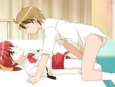 Хентай девка в короткой юбке легла на кровать и раздвинула ножки