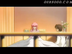 Парень играет с большими сиськами хентай подруги и даёт отсосать