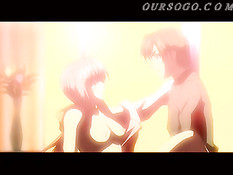 Парень играет с большими сиськами хентай подруги и даёт отсосать