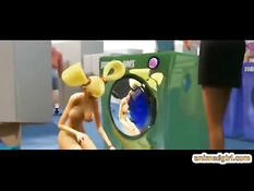 3D блондинка оттрахала новую подружку безремневым страпоном