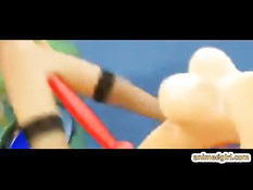 3D блондинка оттрахала новую подружку безремневым страпоном