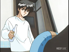 Связанной хентай девчонке приходится отсасывать парнишке член