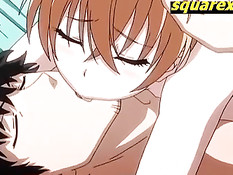 Возбуждённый парень ласкает большую грудь и ебёт хентай девку