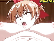 Возбуждённый парень ласкает большую грудь и ебёт хентай девку