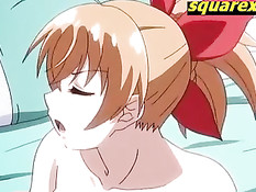 Возбуждённый парень ласкает большую грудь и ебёт хентай девку