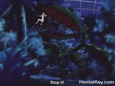 Счастливый парень в ночном лесу ебётся с сисястой хентай девкой