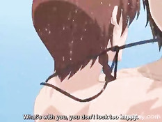 Счастливый парень в ночном лесу ебётся с сисястой хентай девкой