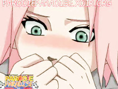 После страстных поцелуев Naruto и Sakura трахаются на кровати