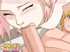 После страстных поцелуев Naruto и Sakura трахаются на кровати