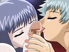 Хентай девчонки выдрочили у лежачего парнишки сперму в бокал