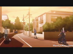 Юная хентай блондиночка дрочит член ногами и трахается с парнем