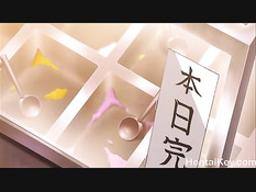 Юная хентай блондиночка дрочит член ногами и трахается с парнем