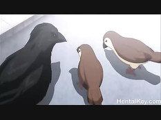 Юная хентай блондиночка дрочит член ногами и трахается с парнем