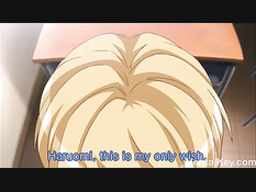 Юная хентай блондиночка дрочит член ногами и трахается с парнем