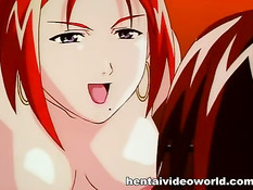 Джентльмен в очках ебёт раком двух похотливых хентай девчонок