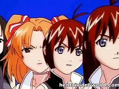 Джентльмен в очках ебёт раком двух похотливых хентай девчонок