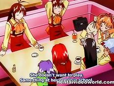 Джентльмен в очках ебёт раком двух похотливых хентай девчонок