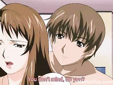 Возбуждённый паренёк оттрахал в душе сисястую хентай женщину