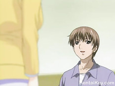 Возбуждённый паренёк оттрахал в душе сисястую хентай женщину