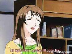 Возбуждённый паренёк оттрахал в душе сисястую хентай женщину