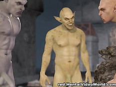 Три похотливых гоблина отодрали и обкончали молодую 3D девушку