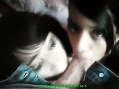 Двум весёлым молодым подругам захотелось пососать большой член