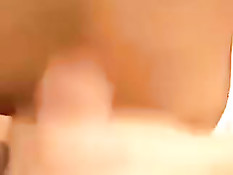 Обнажённая девушка отсасывает парню и получает сперму на лицо