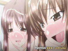 Две хентай девушки сосут парню член и дрочат большими сиськами