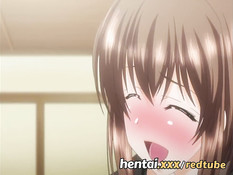 Две хентай девушки сосут парню член и дрочат большими сиськами