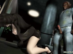 Чёрный мужик жёстко отъебал в гостинице грудастую 3D горничную