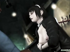 Чёрный мужик жёстко отъебал в гостинице грудастую 3D горничную