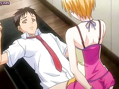 Грудастая хентай блондиночка села на парня и довела до оргазма