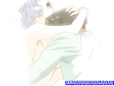 Аниме гей в одежде оттрахал в очко обнажённого худого паренька