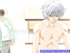 Аниме гей в одежде оттрахал в очко обнажённого худого паренька