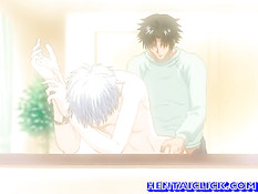 Аниме гей в одежде оттрахал в очко обнажённого худого паренька