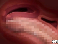 Грудастая хентай девушка занимается сексом с мужиками в автобусе