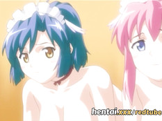 Хентай рабыни втроём отсасывают и трахаются со своим хозяином