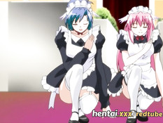 Хентай рабыни втроём отсасывают и трахаются со своим хозяином