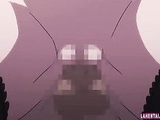 Светловолосая грудастая хентай тёлка затрахала парня на кровати