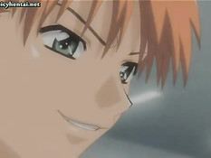 Аниме девушки вдвоём отсасывают парню член и трахаются на полу