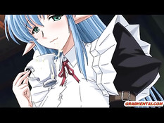 Сисястую аниме девку с синими волосами затрахали злые щупальцы