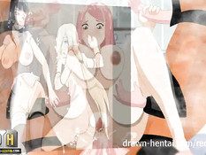 Naruto занимается групповым сексом с сисястыми хентай подругами