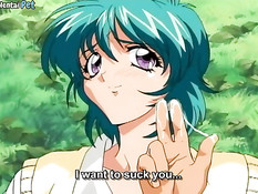 Хентай подруга отсасывает парню в парке и получает сперму в лицо