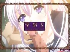 Парень сжимает большие сиськи хентай девки и ебёт в бритую киску