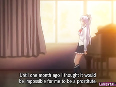 Парень сжимает большие сиськи хентай девки и ебёт в бритую киску