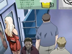 Возбуждённый парень лапает и ласкает хентай девок в вагоне метро