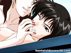 Аниме девчонки занимаются лесби сексом и отсасывают парню член