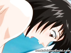 Аниме девчонки занимаются лесби сексом и отсасывают парню член